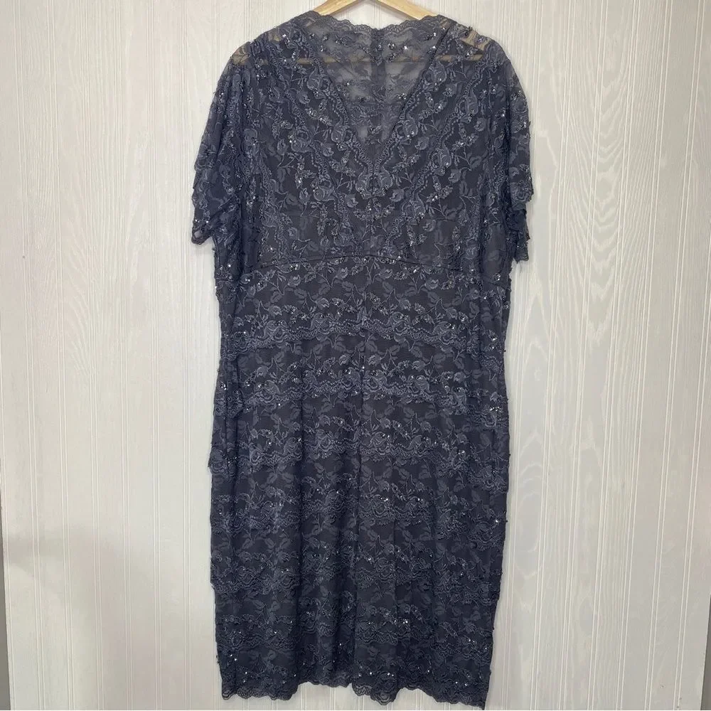 Marina Lace Sequined Stretch Body Con Formal Dress Size 22W - Picture 8 of 14